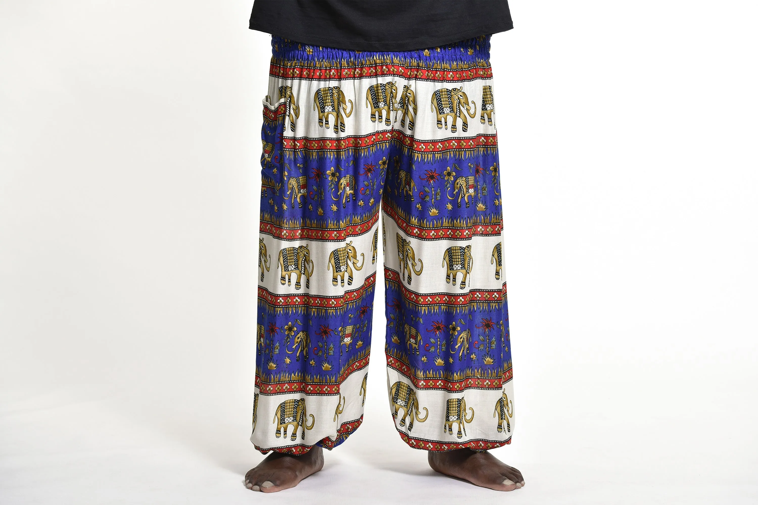 Plus Size Elephant Bliss Men's Elephant Pants in Blue