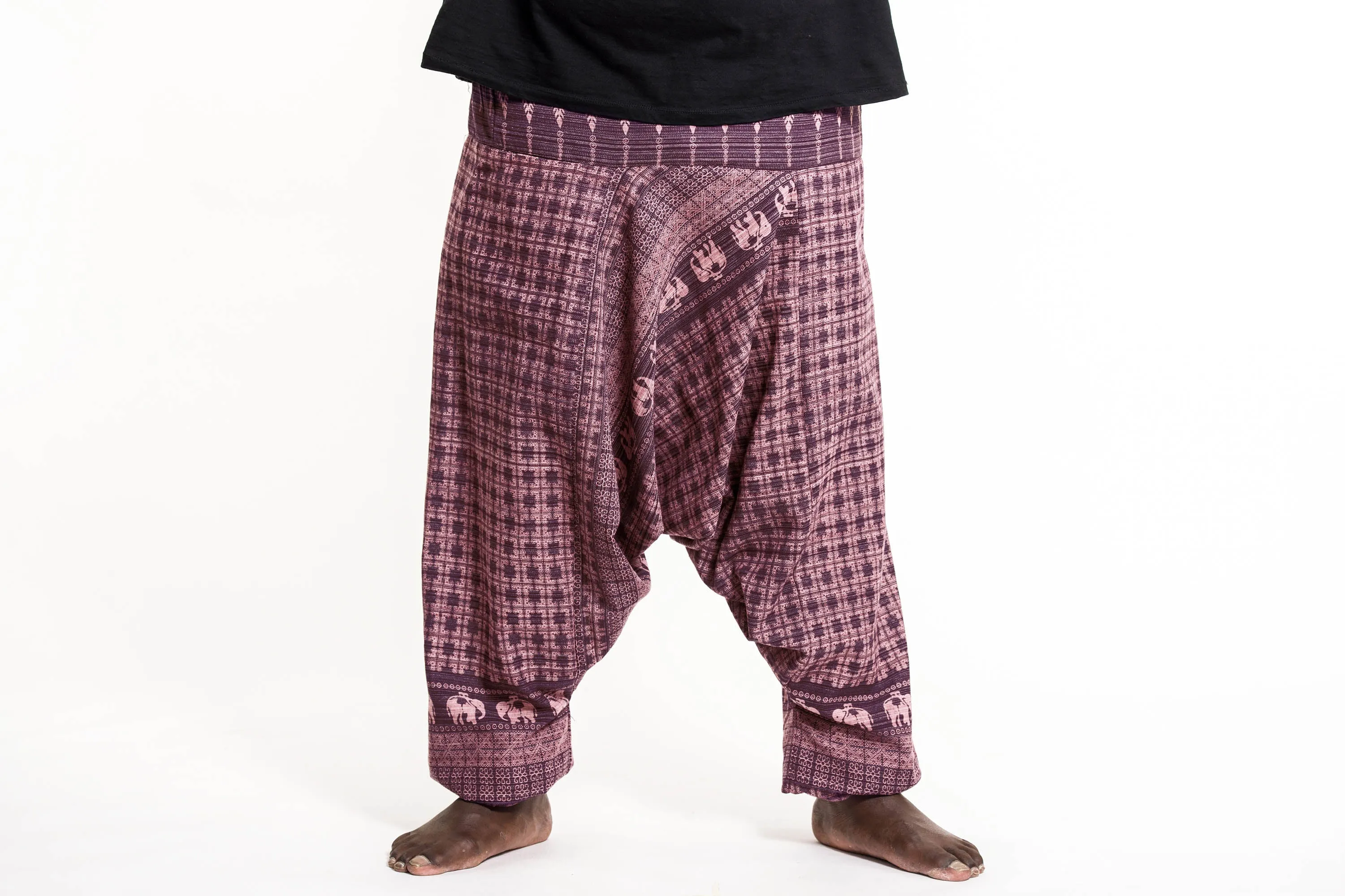 Plus Size Hill Tribe Elephant Men's Elephant Pants in Mauve