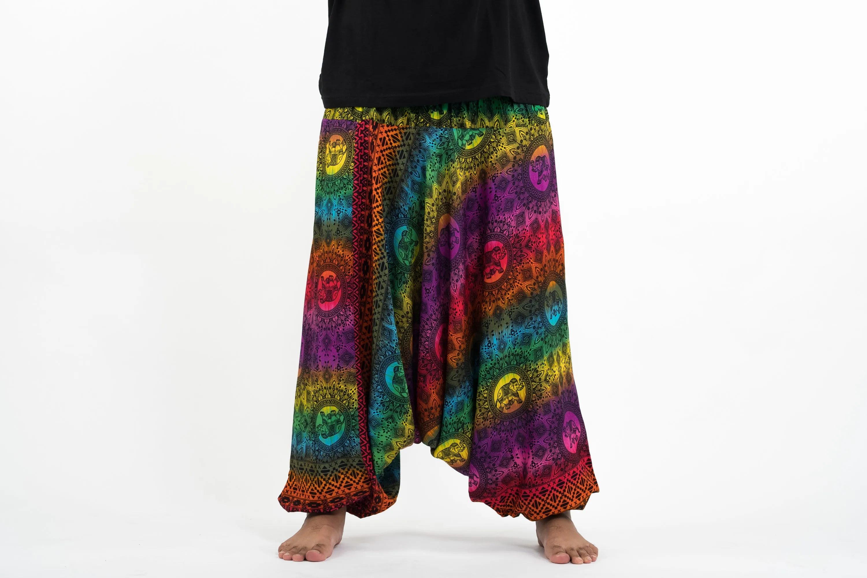 Plus Size Rainbow Elephant Drop Crotch Men's Elephant Pants in Purple