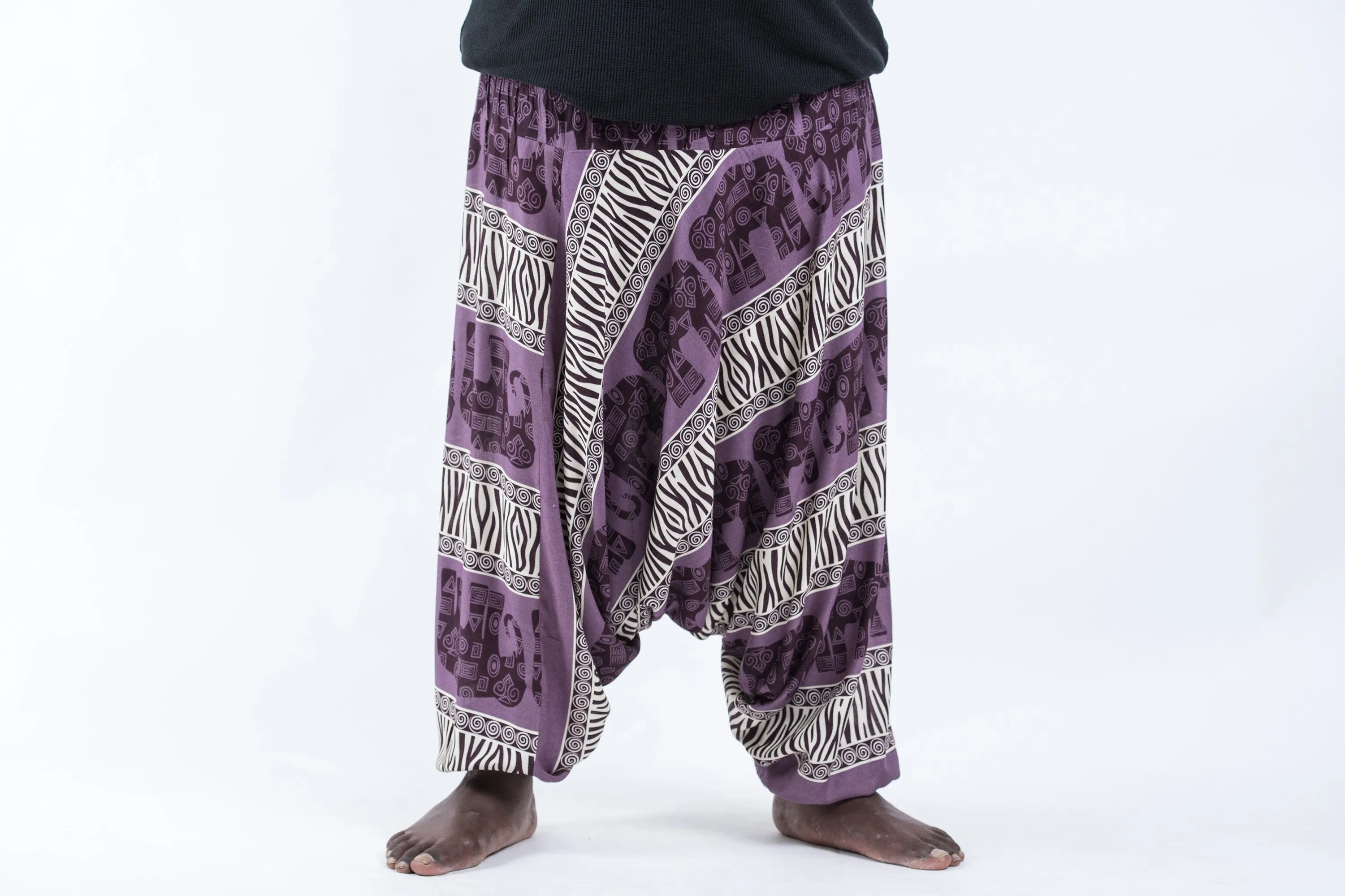 Plus Size Safari Elephant Drop Crotch Men's Elephant Pants in Violet