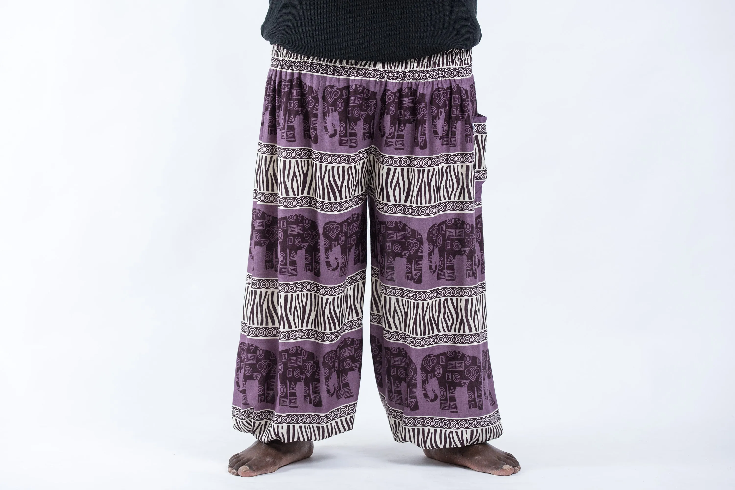 Plus Size Safari Elephant Men's Elephant Pants in Violet