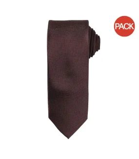 Premier Mens Micro Waffle Formal Work Tie (Pack of 2) (Brown) (One Size) - UTRW6942