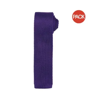 Premier Mens Slim Textured Knit Effect Tie (Pack of 2) (Purple) (One Size) - UTRW6946