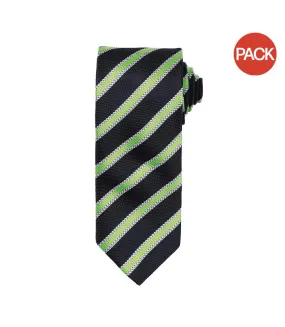 Premier Mens Waffle Stripe Formal Business Tie (Pack of 2) (Black/Lime) (One Size) - UTRW6950