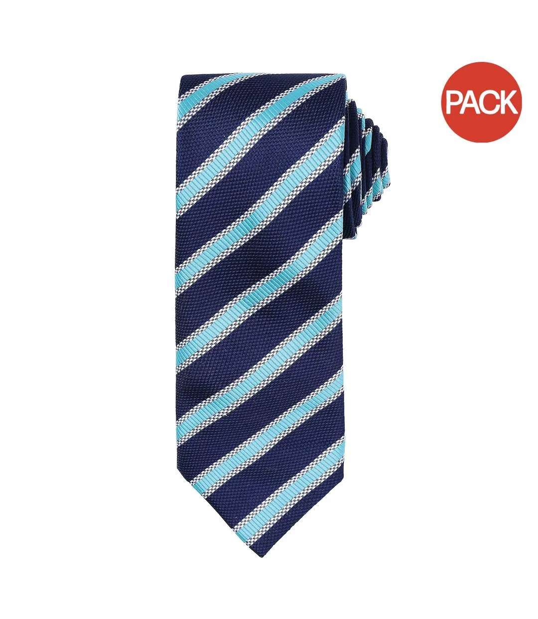 Premier Mens Waffle Stripe Formal Business Tie (Pack of 2) (Navy/ Turquoise) (One Size) - UTRW6950