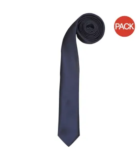 Premier Tie - Mens Slim Retro Work Tie (Pack of 2) (Navy) (One Size) - UTRW6949