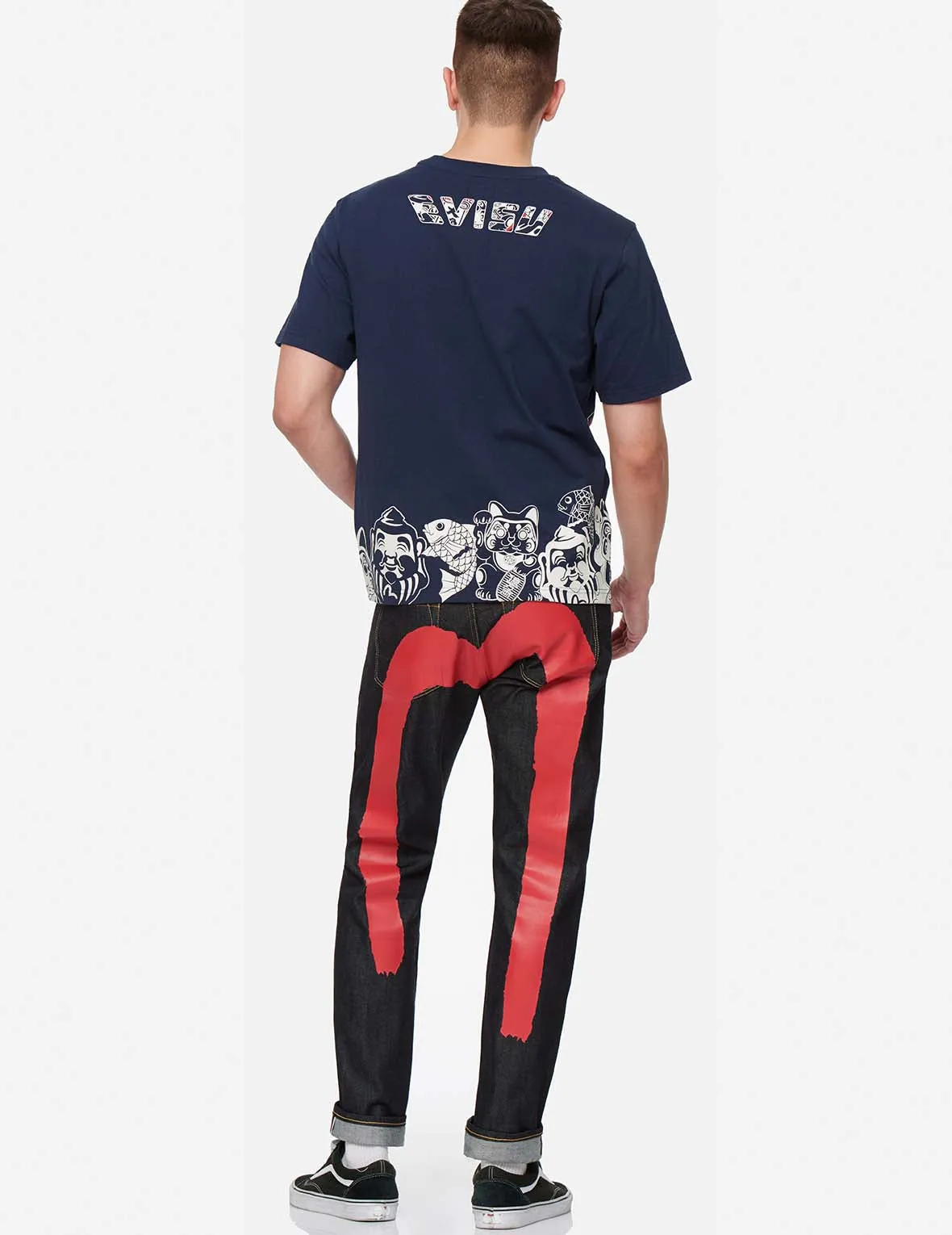 Red Brushstroke Daicock Slim Straight fit Jeans #2010