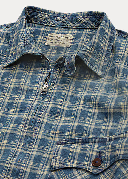 RRL Indigo Checked Linen-Cotton Jacket