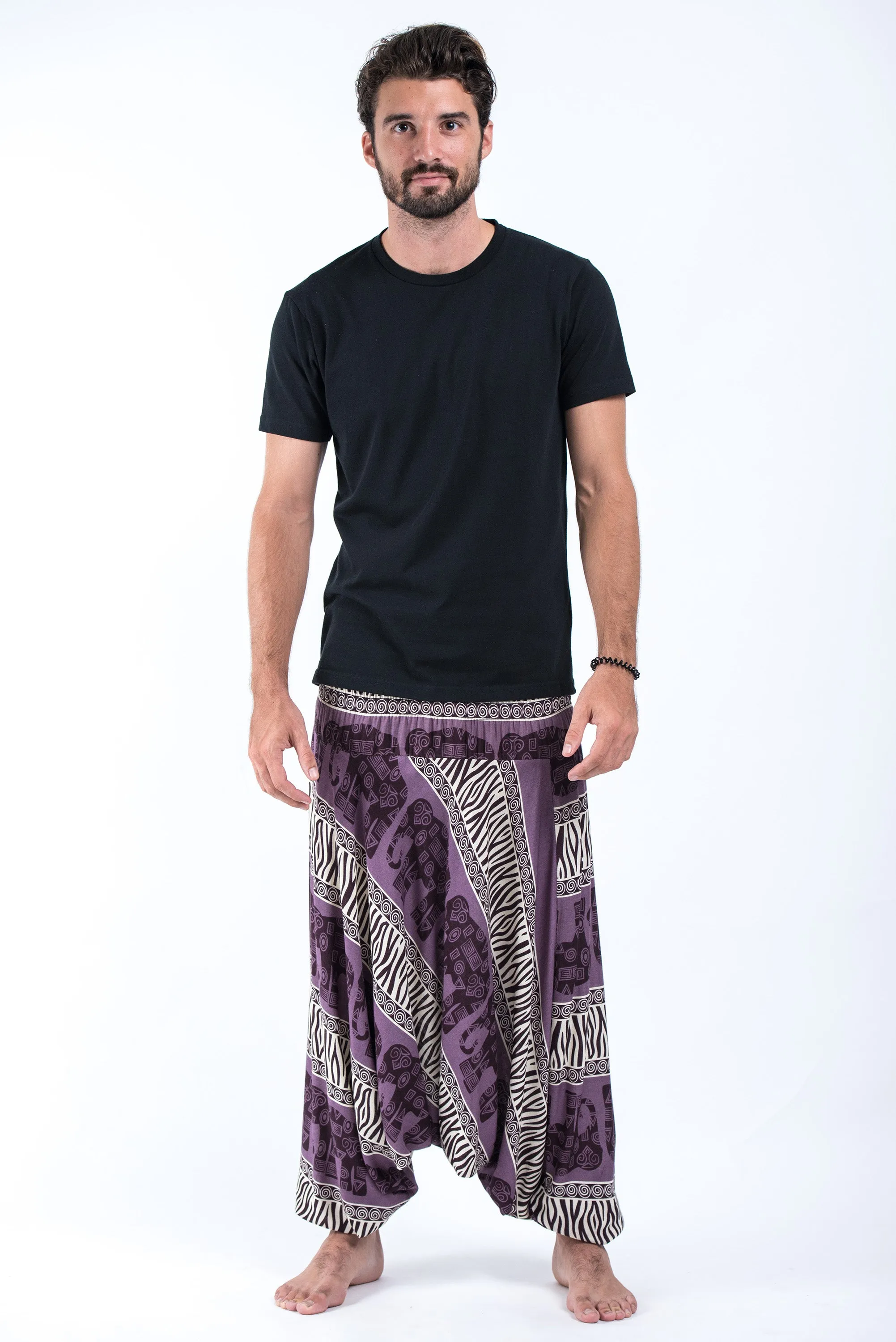 Safari Elephant Drop Crotch Men's Elephant Pants in Violet