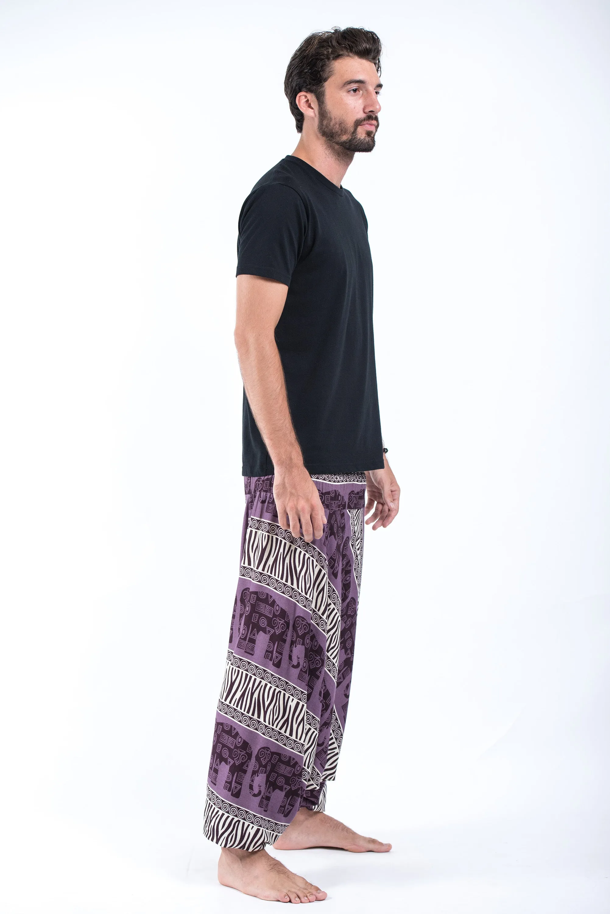 Safari Elephant Drop Crotch Men's Elephant Pants in Violet