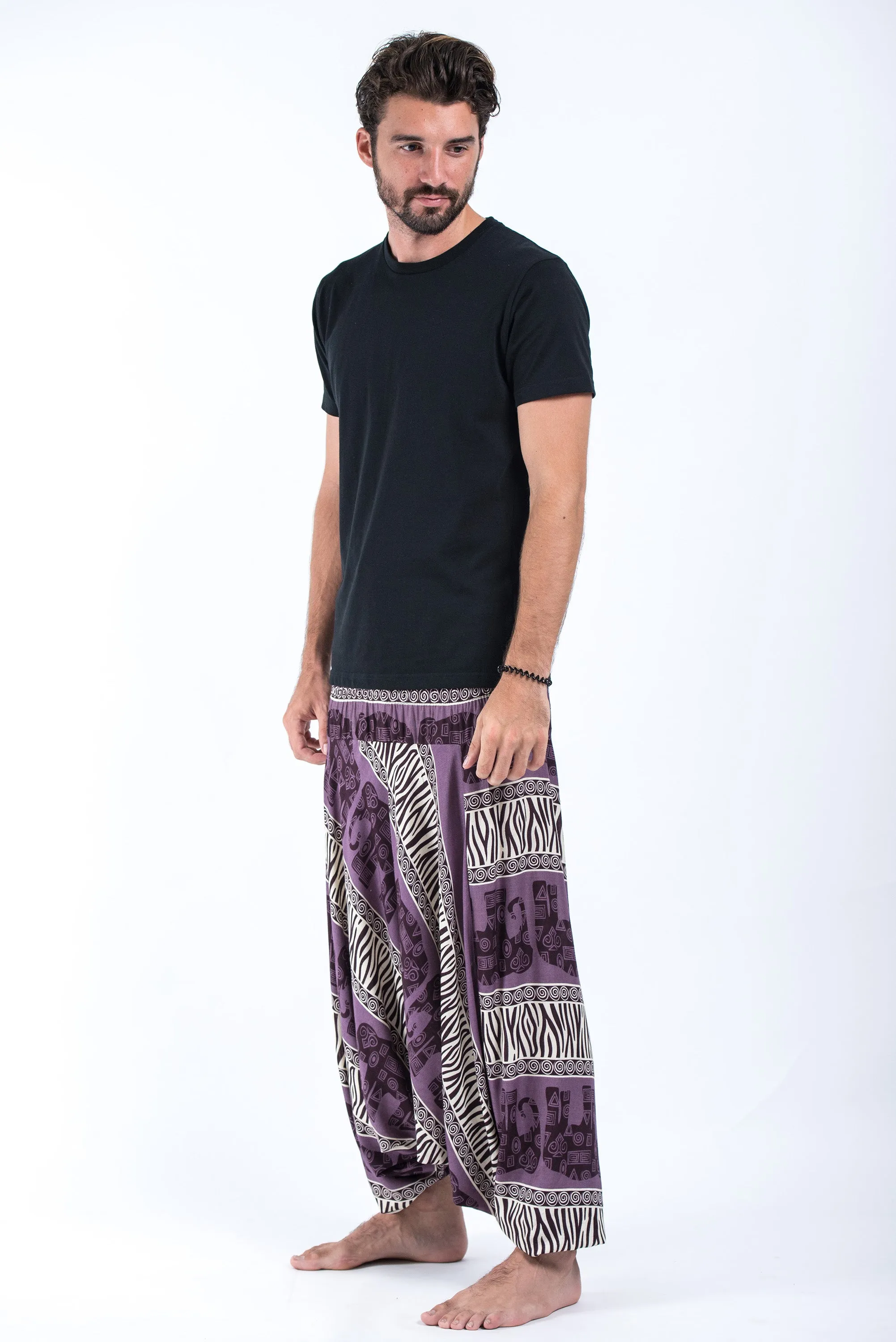 Safari Elephant Drop Crotch Men's Elephant Pants in Violet