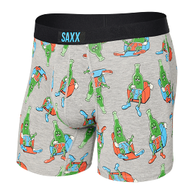 SAXX Men's Vibe Boxer Brief Underwear - Pants Drunk Grey Heather