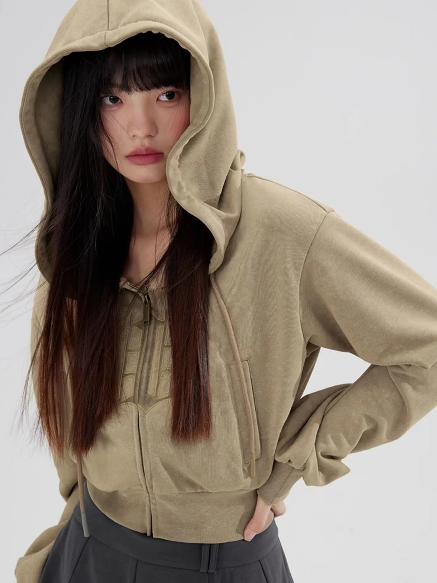 Short Hooded Sweat Jacket