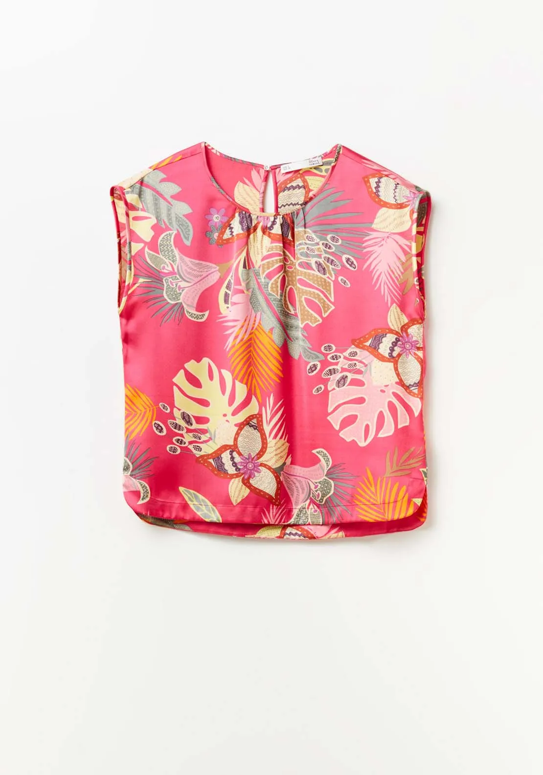 Short Sleeve Printed Top - Fuchsia