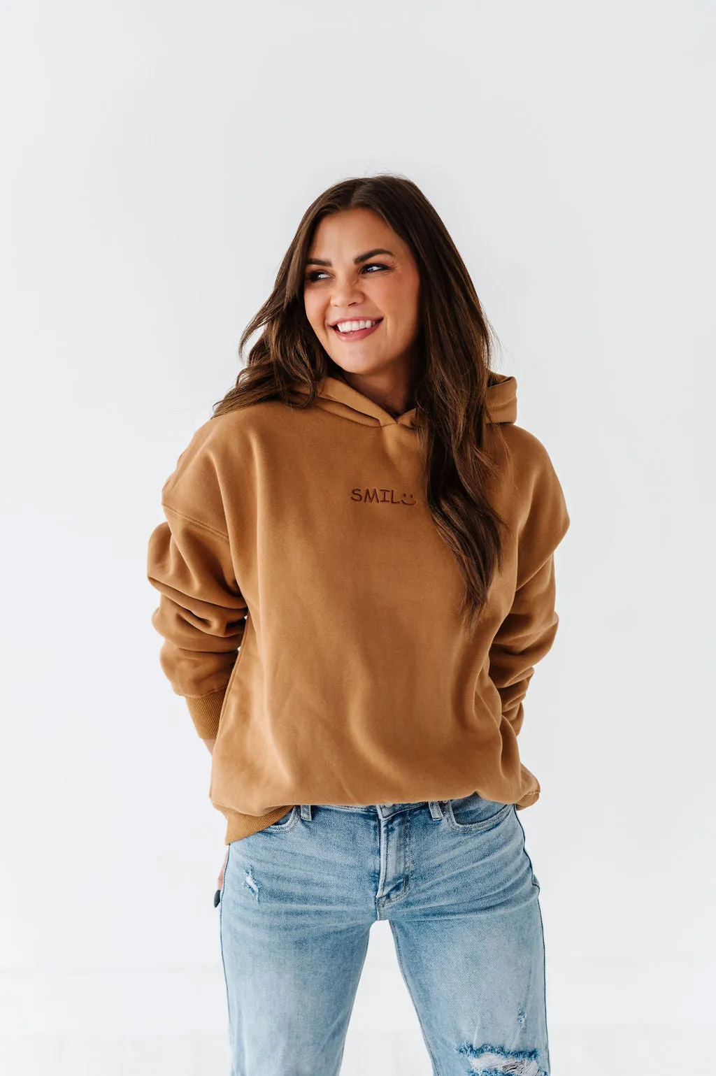 Smile Embroidered Fleece Hoodie