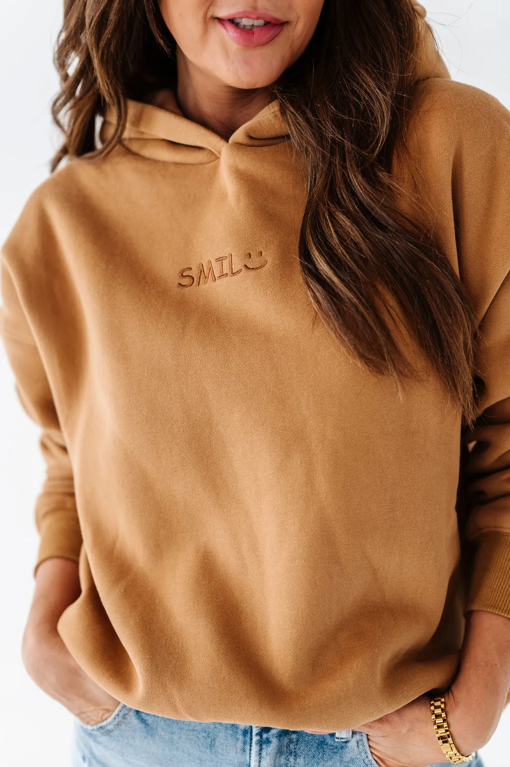 Smile Embroidered Fleece Hoodie