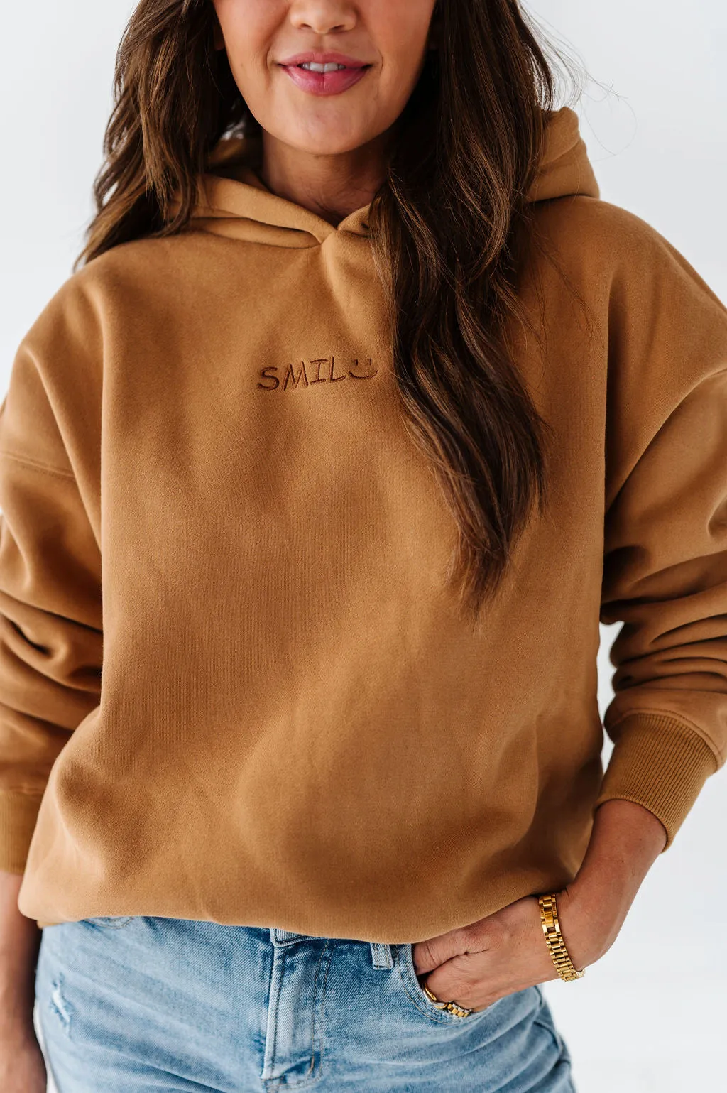 Smile Embroidered Fleece Hoodie