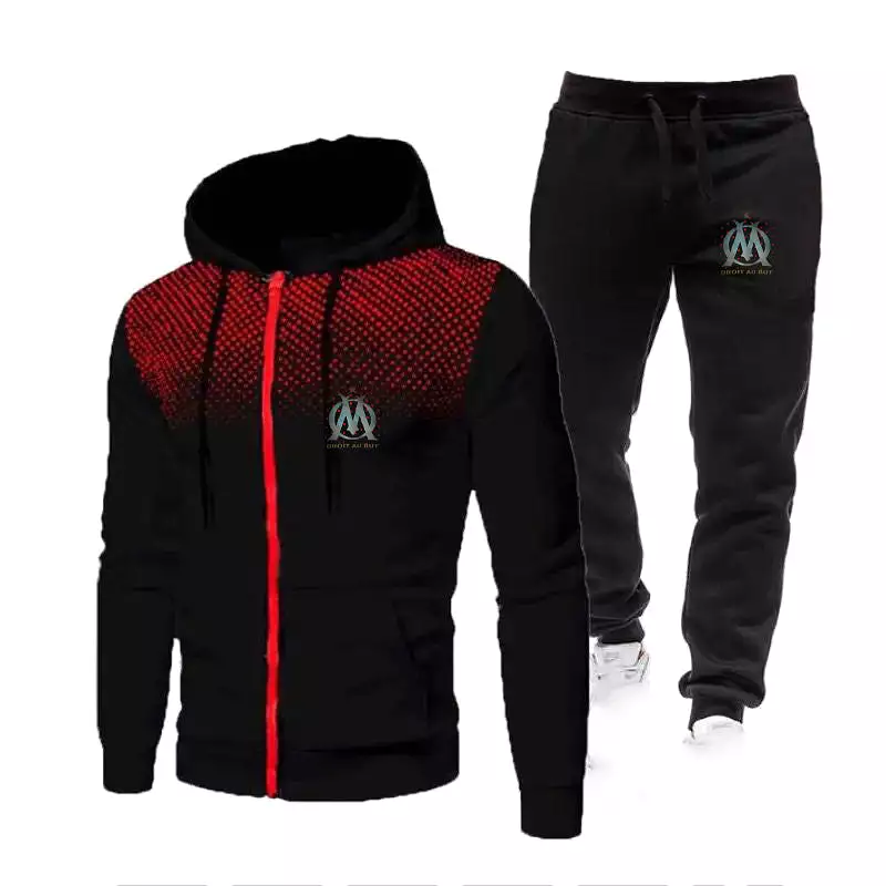 Spring Autumn New Brand Sports Printed Hoodie Set For Men Luxury Fleece Zip Casual Designer Sportswear Men's Suits Clothing S447