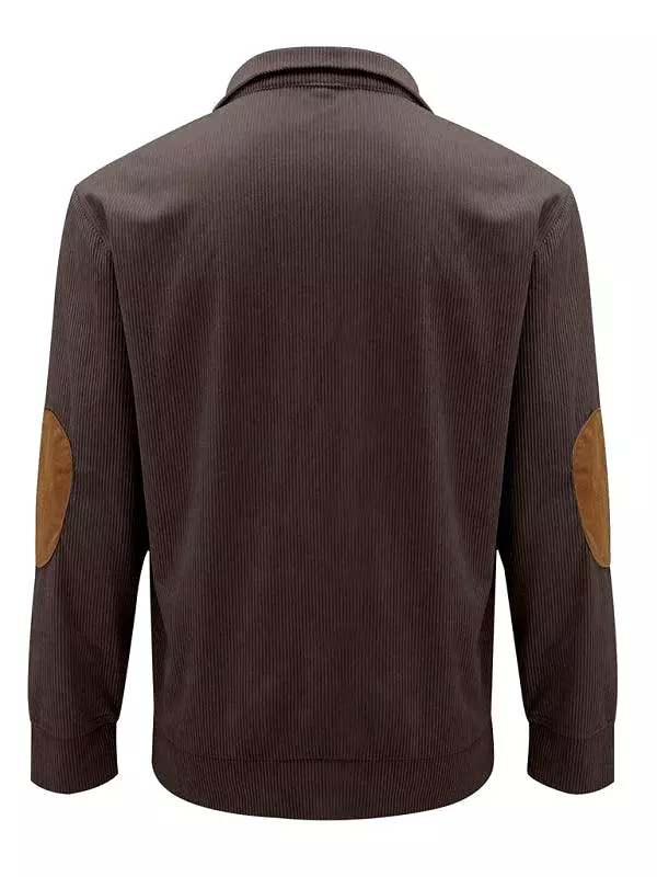 Stand Collar Corduroy Men Sweatshirt