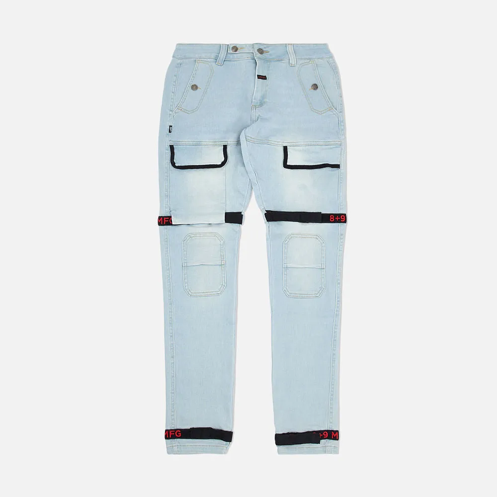 Strapped Up Slim Utility Light Washed Jeans Bred