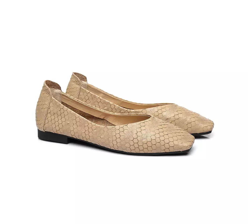 TARRAMARRA Square Toe Leather Ballet Flat Women Serena