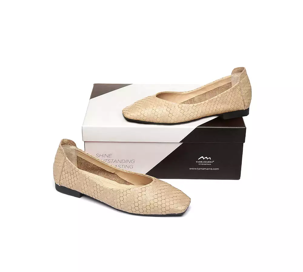 TARRAMARRA Square Toe Leather Ballet Flat Women Serena