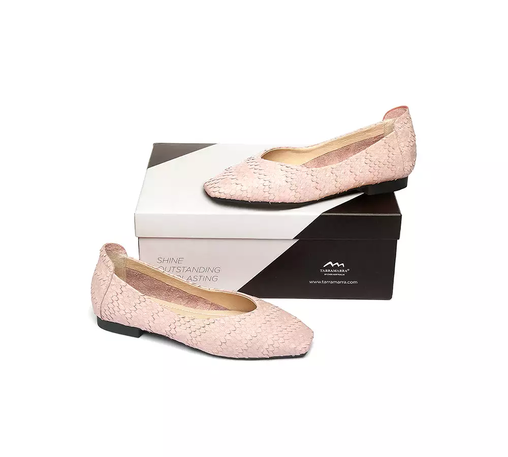 TARRAMARRA Square Toe Leather Ballet Flat Women Serena