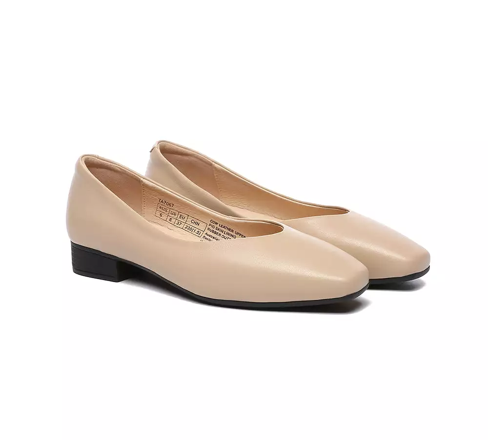 TARRAMARRA Women Ballet Leather Square Toe Flats