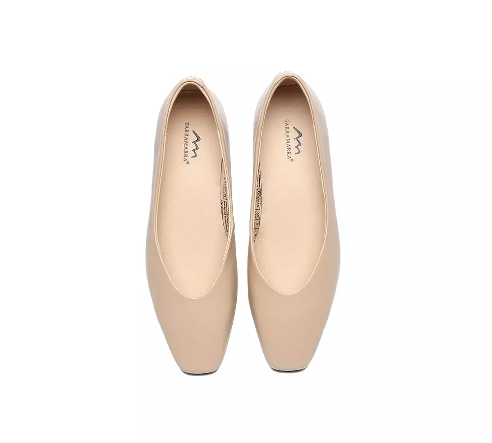 TARRAMARRA Women Ballet Leather Square Toe Flats