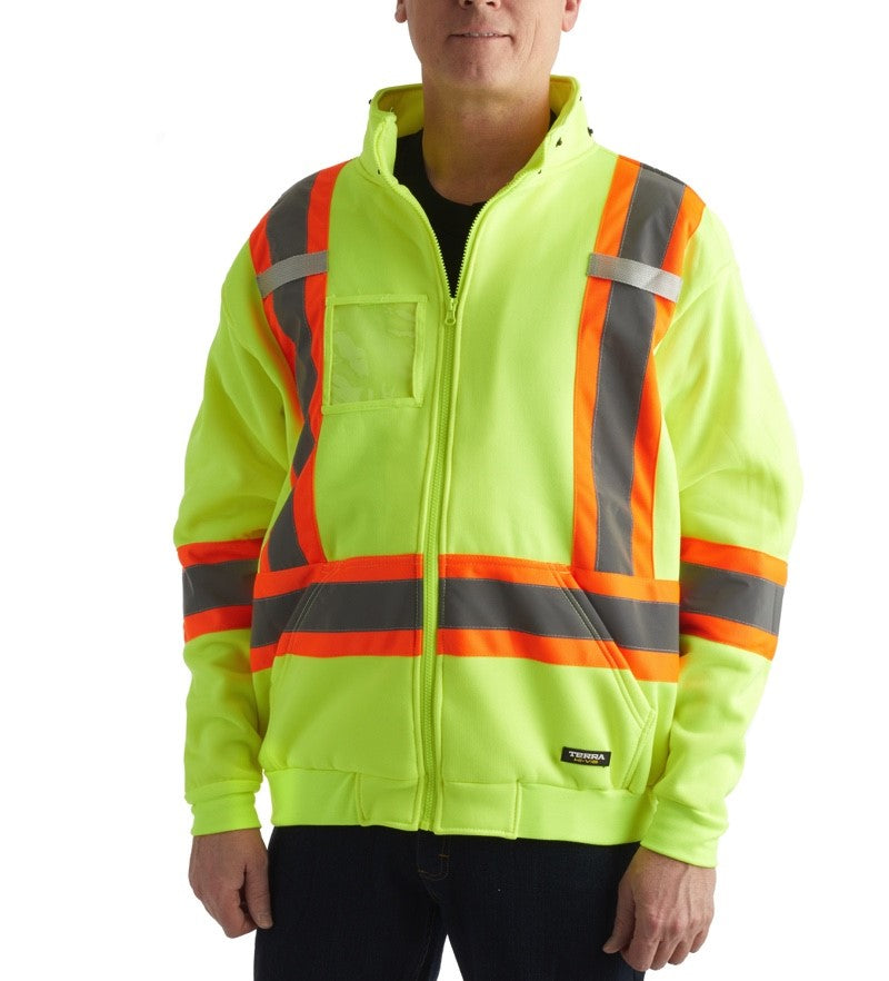 Terra Hi-Viz Polyester Fleece Work Hoodie 116506YL - Yellow