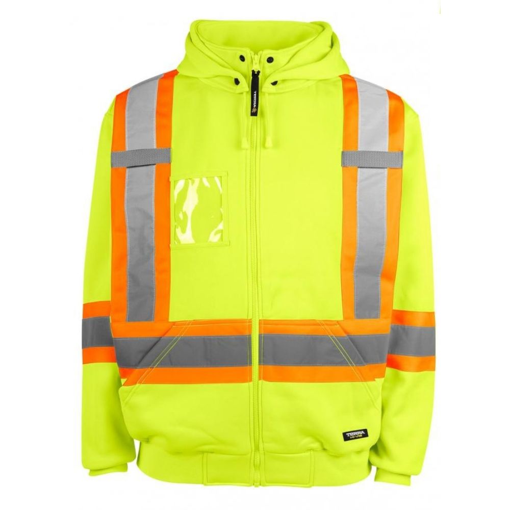 Terra Hi-Viz Polyester Fleece Work Hoodie 116506YL - Yellow