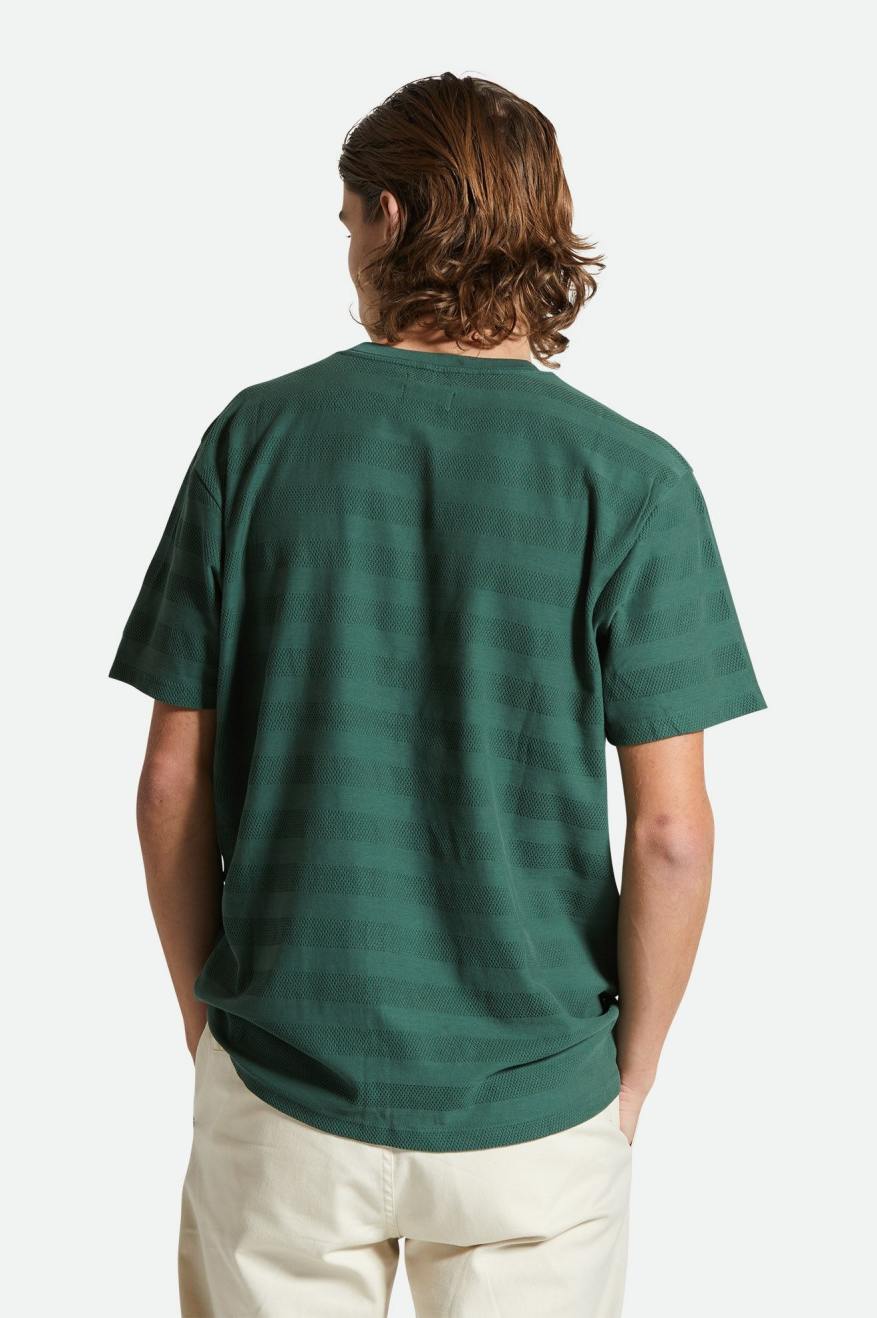 The City Jacquard Stripe S/S Tee - Trekking Green