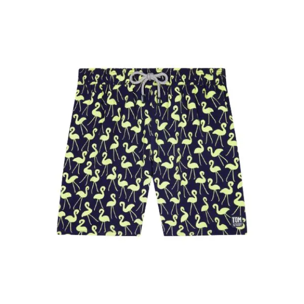 TOM & TEDDY - Men's Shorts  (Dark Blue & Yellow Flamingo)