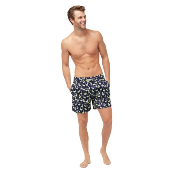 TOM & TEDDY - Men's Shorts  (Dark Blue & Yellow Flamingo)