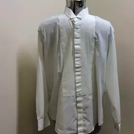 Tuxedo Shirt -Pleated / Pique Bib Front Men's White - Rental For Sale #2