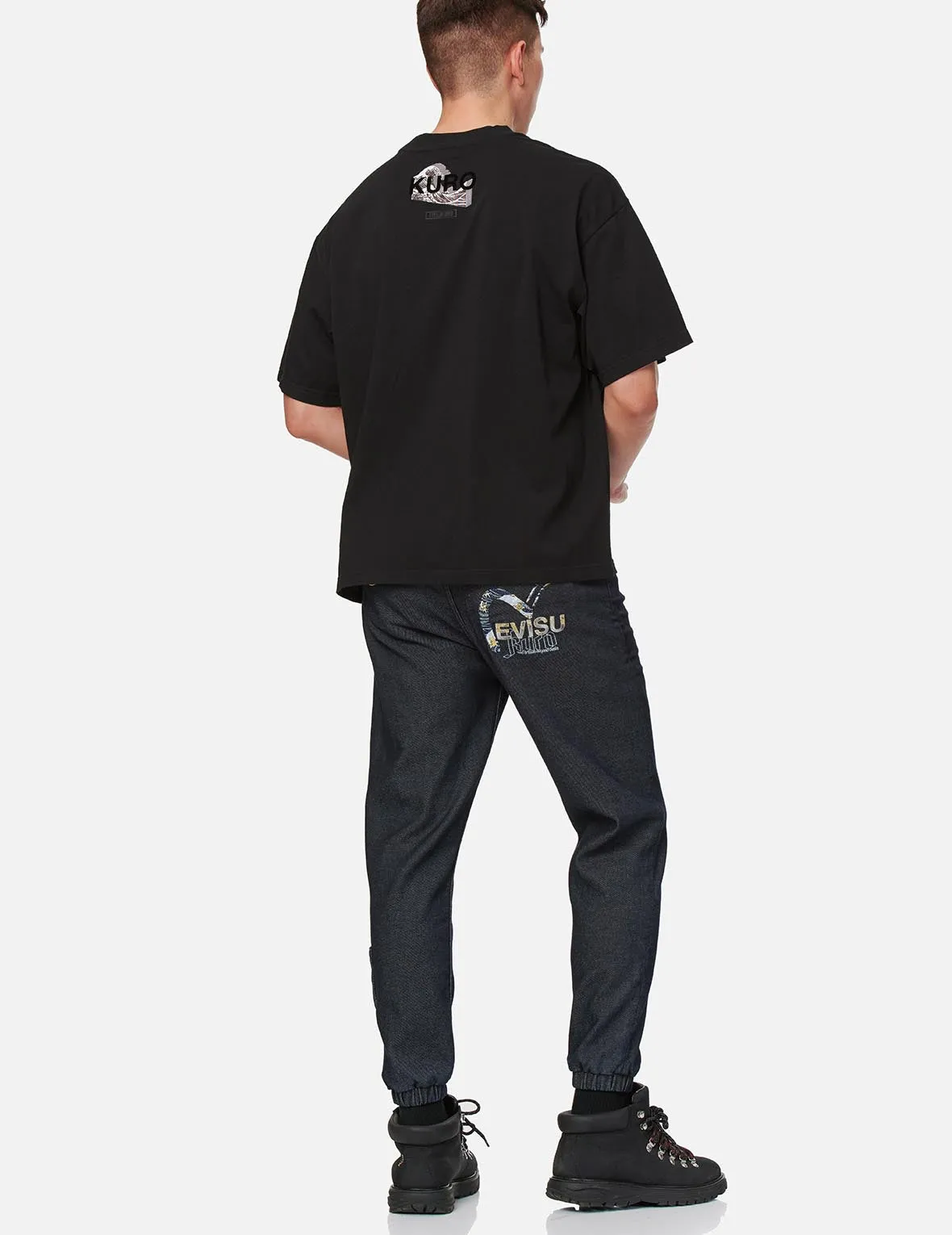 Ukiyo-E Infused Seagull Embroidered Jogger Jeans