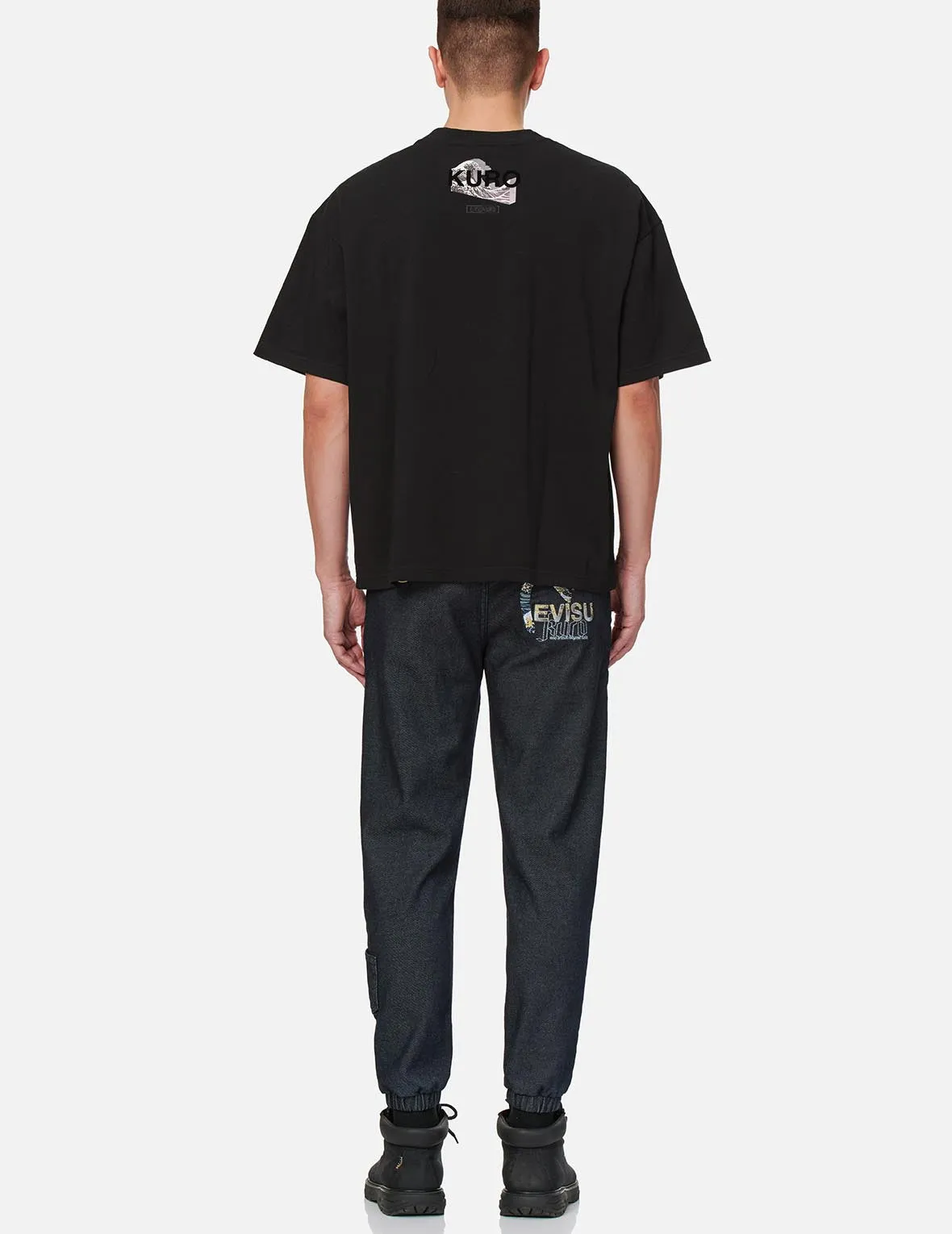 Ukiyo-E Infused Seagull Embroidered Jogger Jeans