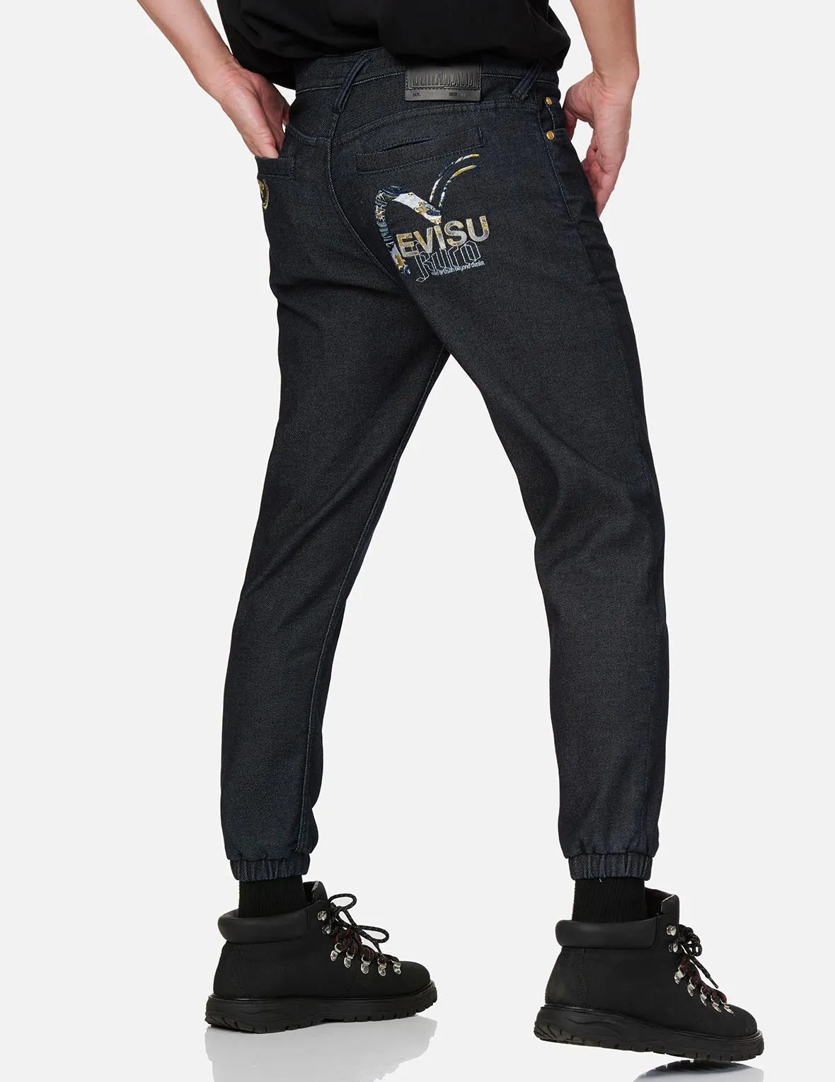 Ukiyo-E Infused Seagull Embroidered Jogger Jeans