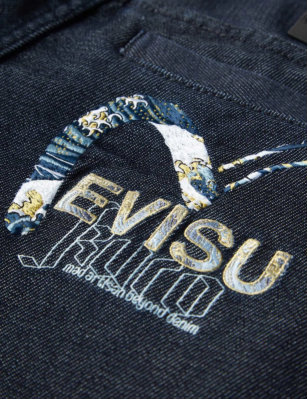 Ukiyo-E Infused Seagull Embroidered Jogger Jeans