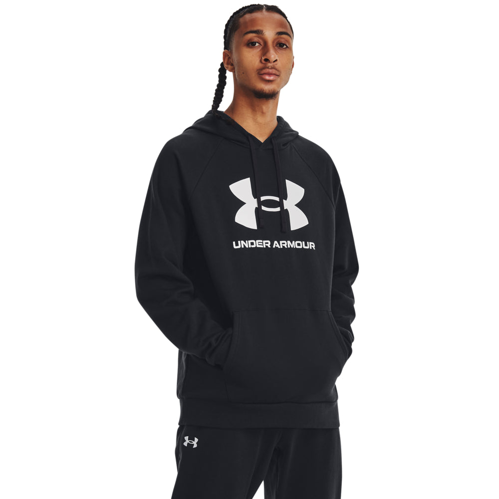 'Under Armour' Men's Rival Fleece Logo Hoodie - Black / White