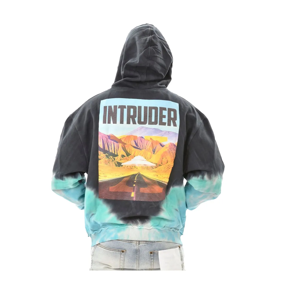 Vicious Mens Intruder Washed Tie-Dye Zip Up Hoodie VC112 Space Black