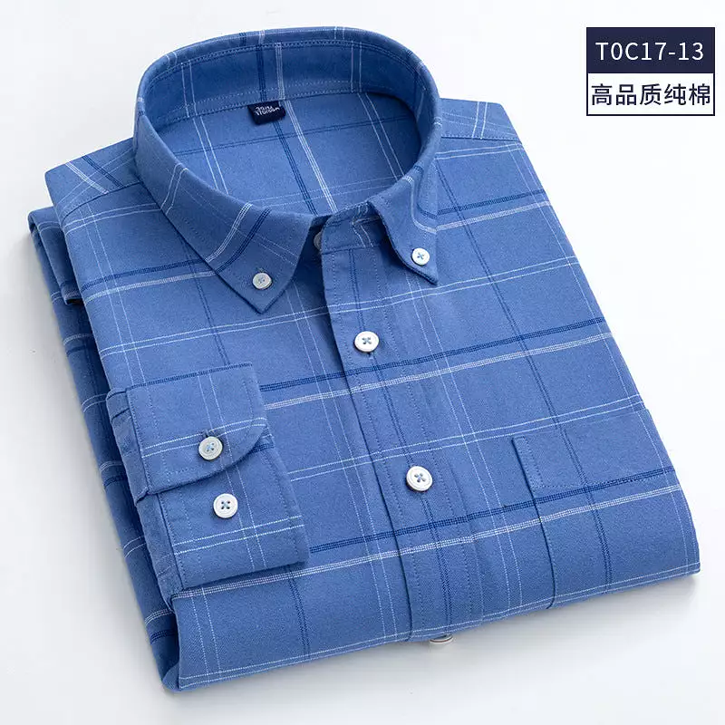 Washed cotton Oxford shirt men's casual shirt