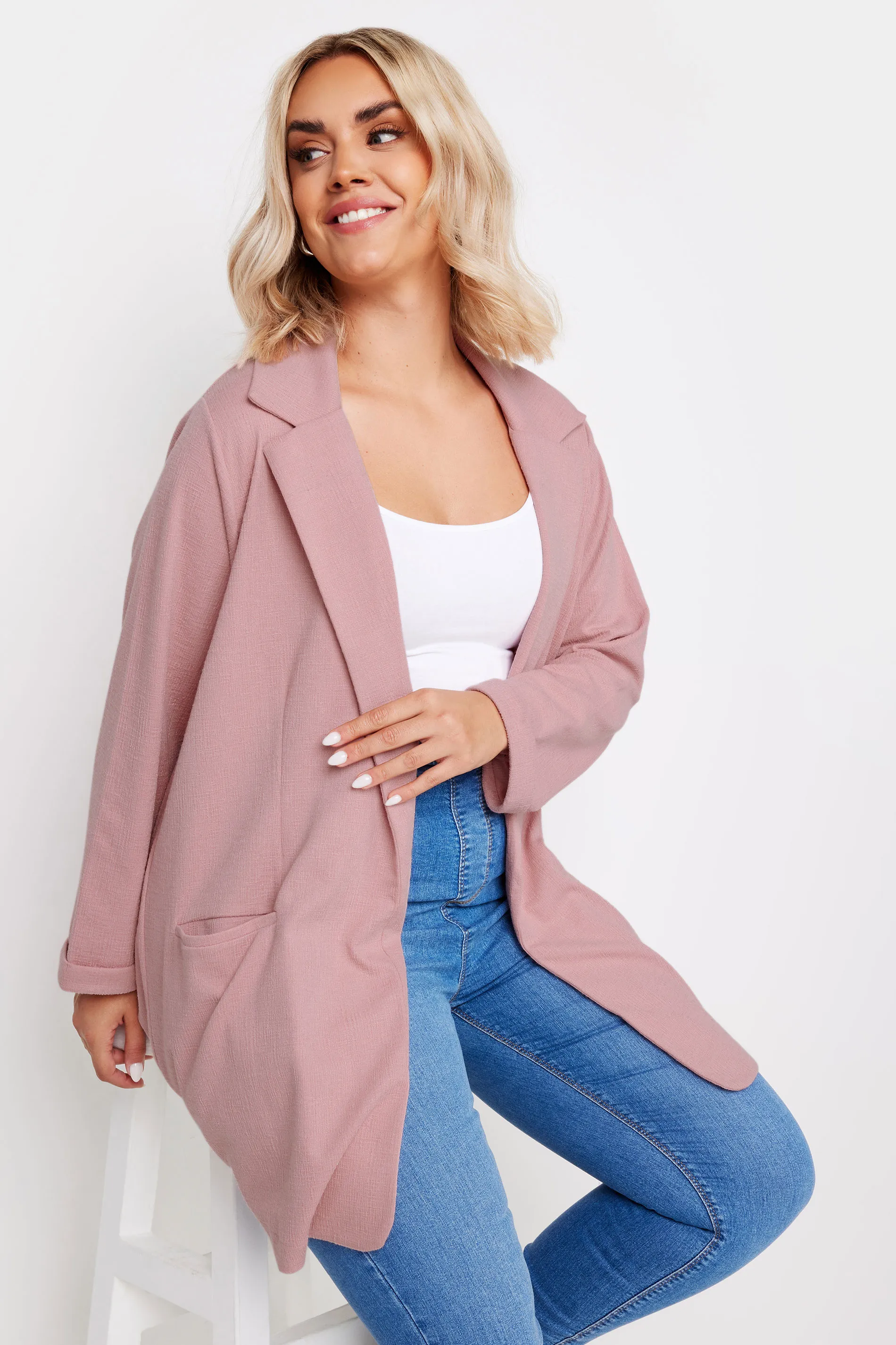 YOURS Curve Pink Textured Blazer