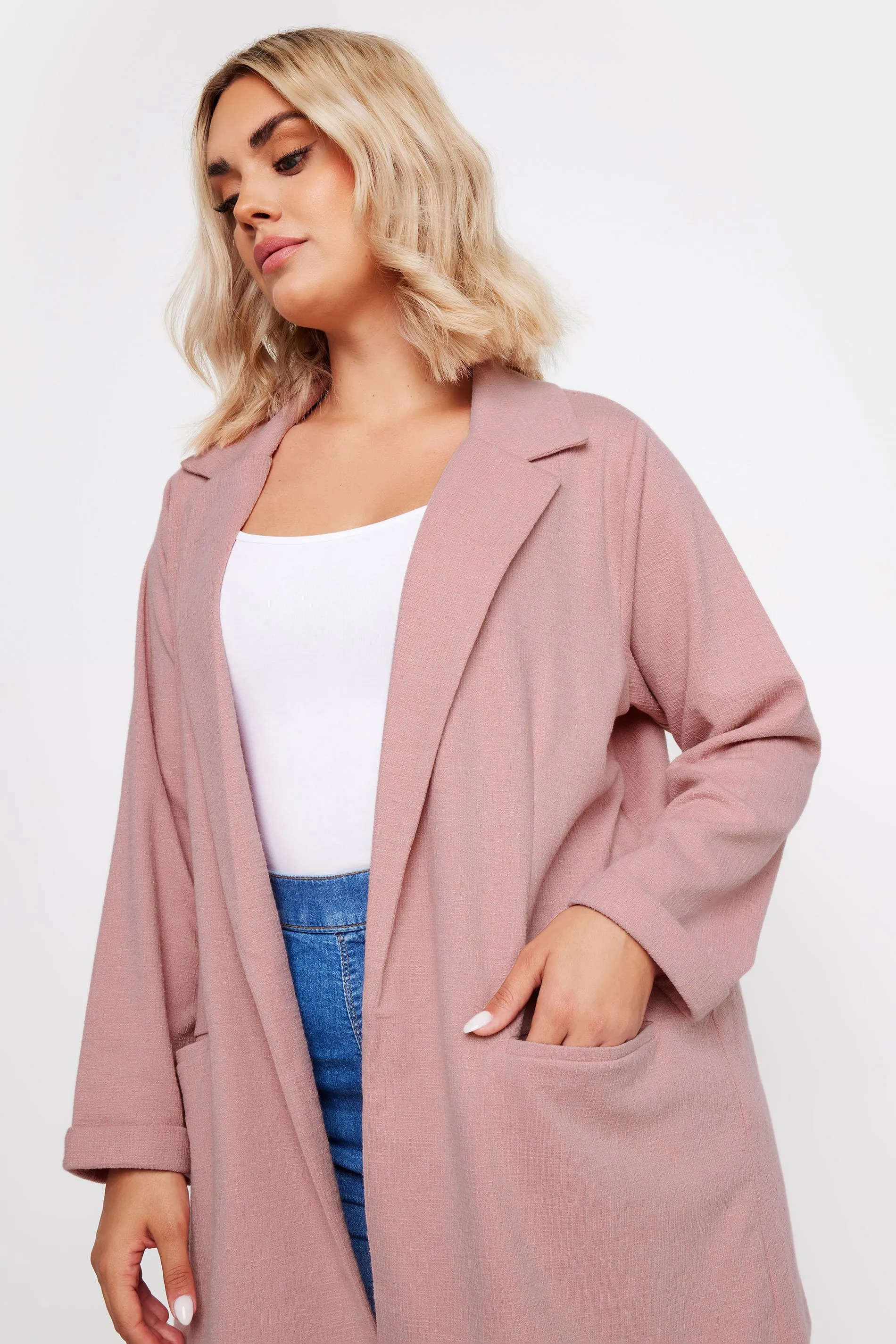 YOURS Curve Pink Textured Blazer