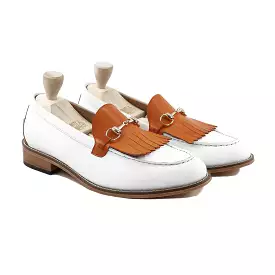 Zaidin - Men's White and Tan Calf Leather Loafer